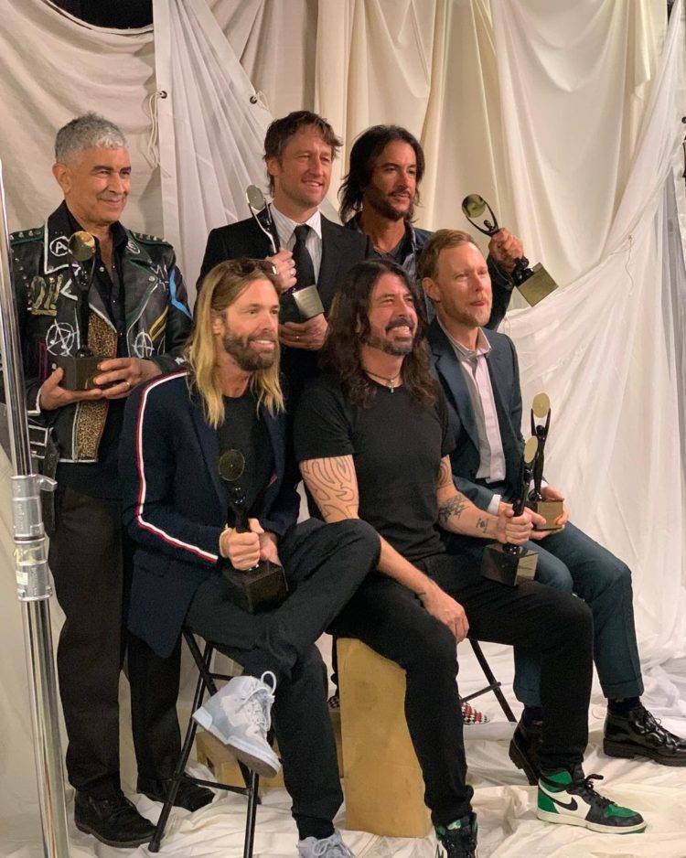 Foo Fighters with their Rock & Roll Hall of Fame trophies (Photo credit: GJean Genie/Instagram)