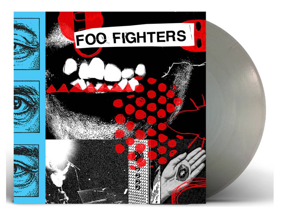 The Metallic Silver edition of the album, with alternate blue stripe.