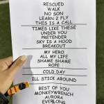 Printed setlist